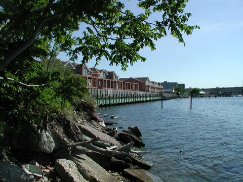 Residential units line the shoreline of Jamaica Bay, NY 